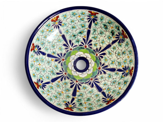 Großes Aufsatzwaschbecken aus MEXIKO - MEX5 PASION, handbemalt