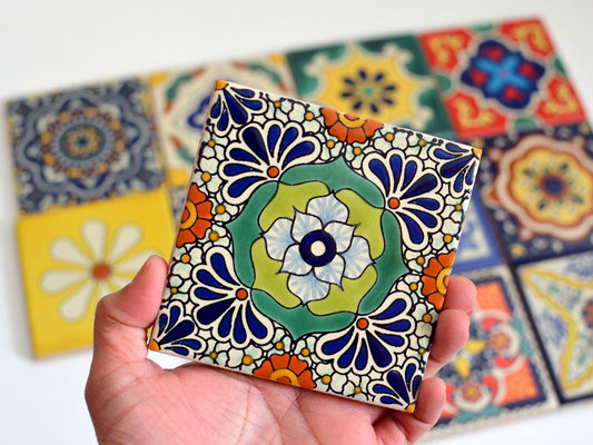 Hochwertige handbemalte mexikanische Dekorfliesen aus Keramik - Patchwork-Set