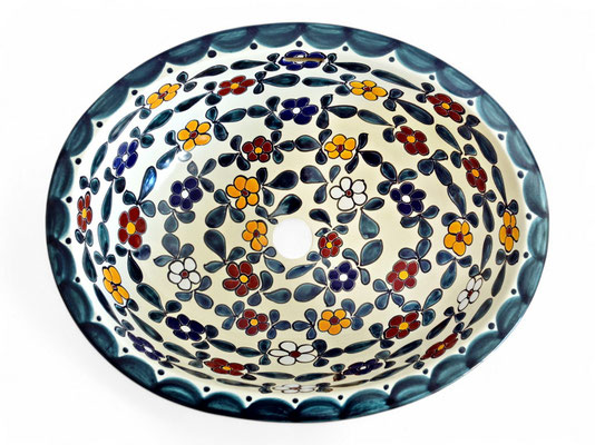 Handbemaltes Mexiko Einbauwaschbecken FLORAL