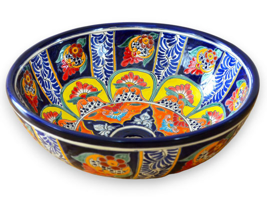 Mexikanisches Aufsatzwaschbecken FANTASIA - rund ca. 39 cm