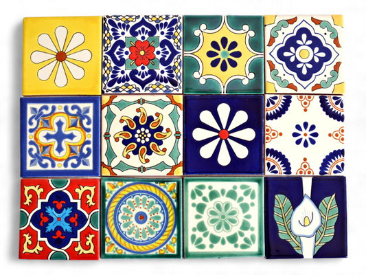 Bunte Mexikanische Fliesen Premium Qualität 11x11 cm - Handbemalte Wandfliesen