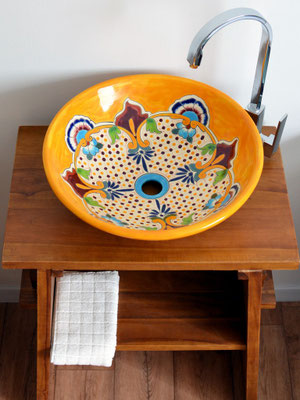 Großes Design-Aufsatzwaschbecken MEX5 Puebla - 44 cm - handbemalt