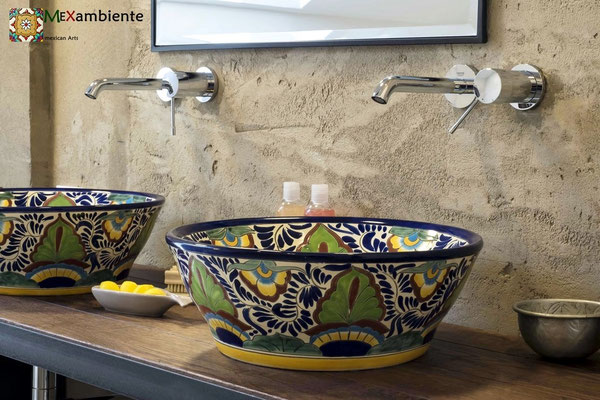Originelle Talavera Waschbecken von Mexambiente 100% handbemalt Modell MEX4