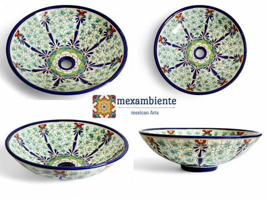 Großes Aufsatzwaschbecken aus MEXIKO - MEX5 PASION, handbemalt