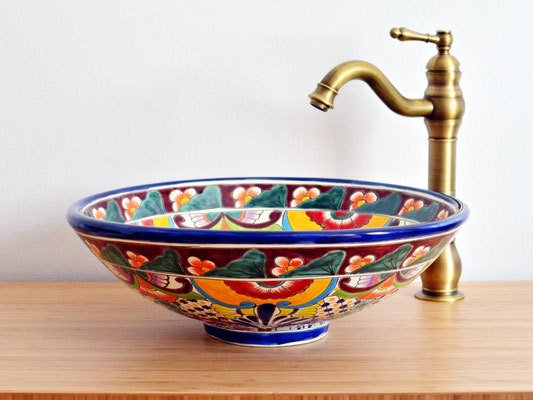 Großes Aufsatzwaschbecken FRIEDA aus Mexiko 44 cm 