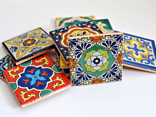 Hochwertige handbemalte mexikanische Dekorfliesen aus Keramik - Patchwork-Set