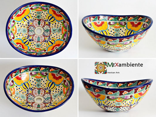 Buntes mexikanisches Waschbecken in ovaler Form FRIEDA von Mexambiente