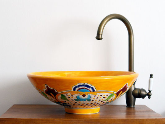 Großes Design-Aufsatzwaschbecken MEX5 Puebla - 44 cm - handbemalt