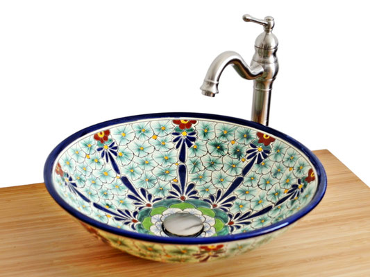 Großes Aufsatzwaschbecken aus MEXIKO - MEX5 PASION, handbemalt