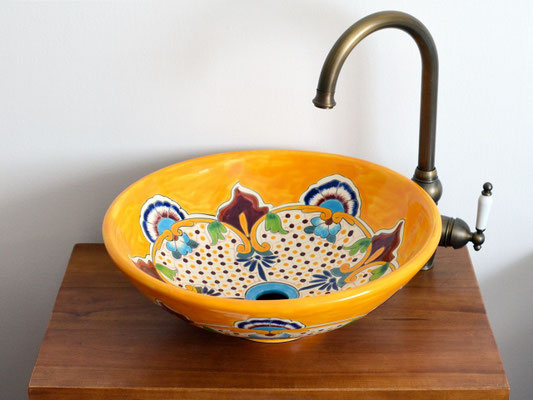 Großes Design-Aufsatzwaschbecken MEX5 Puebla - 44 cm - handbemalt