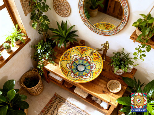 Mexiko Aufsatzwaschbecken VERANO Mango - Boho-Stil