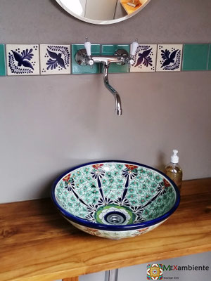 Runde Waschschale MEX5 Pasion ca. 44 cm Durchmesser + Bordüre mit 11x11 cm Fliesen