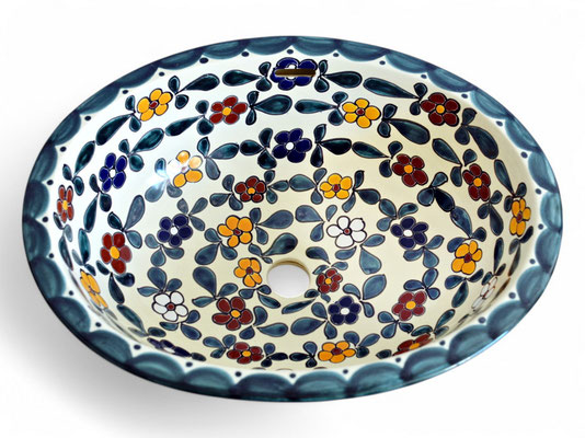 Handbemaltes Mexiko Einbauwaschbecken FLORAL