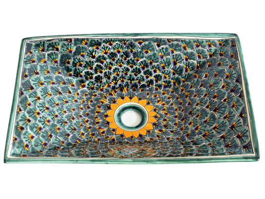 Aufsatzwaschbecken rechteckig PAVO VERDE - exotisches Design von Mexambiente