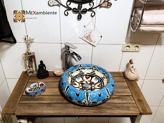 Mexambiente Waschbecken Donna TULUM (rund ca. 40 cm)
