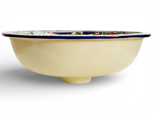 Ovales Einbauwaschbecken im Talavera-Stil, handbemalt im Caribe-Design mit buntem, floralem Muster für das Badezimmer.