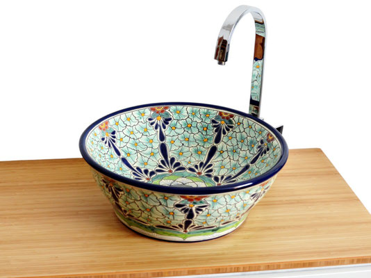 Farbiges Waschbecken in Kegelform PASION aus Mexiko