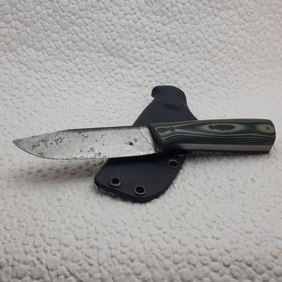 Blade model: Patina bushcrafter 21cm, Steel: File, Handle: G10, Finisch: Patina, Filework: none, HRC:55-60, Birthday:21/06/2021, Comes with kydex sheat, Price: 175 inc BTW exc shipping, contact me via mail