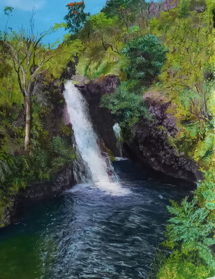 Hanawi Falls, Pstell, 40x50cm