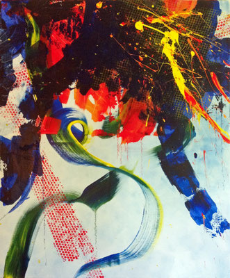 Schmitz’ Katze im freien Fall (2015), ca. 120x100cm, Acryl auf Leinwand