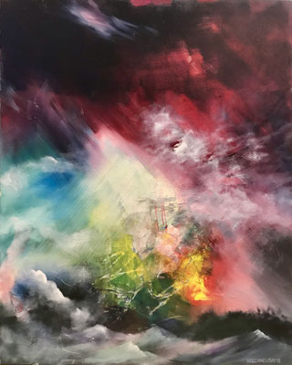 Stromboli (2018), Öl und Acryl auf Leinwand, 100x80cm