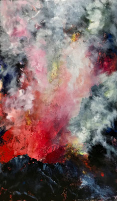 Die Versuchung des Heiligen Antonius (2019), Öl auf Karton/Hartfaser, 146x86cm