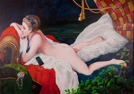 Marie-Louise O'Murphy attendant  Godot  (2016), Acryl auf Leinwand, ca. 120x170cm 