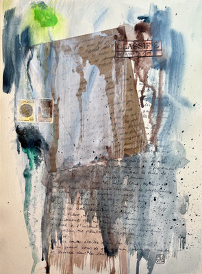 Love Letter No. 2 (2026), Collage auf Aquarellpapier, 44x32cm