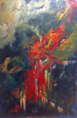 Unheimliche Begegnung (2015), Acryl auf Hartfaser, ca. 143x96cm 