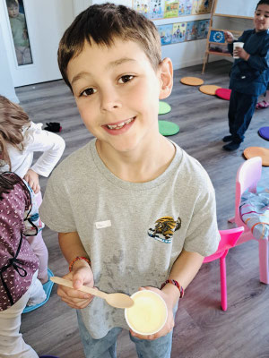 Enjoying the ice cream made in Science club