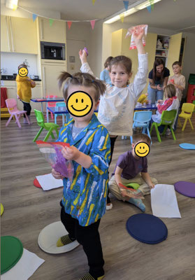 Making slime in Science club