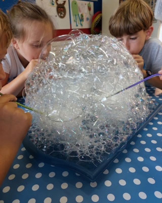 Bubble fun and scientific discovery at Custom Kids Science Club.