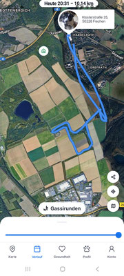 10.09.2025: Gibsen und Sunny sind 10 km gelaufen. Leider kein Foto von Gibsen und Sunny vorhanden.