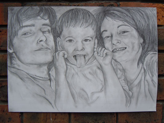 Adela and her brothers, Pencil on Paper, 420 x 594 mm (A2), 2010