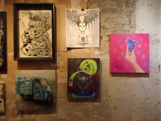  Joe Fur, 'Invaders Blood'    M-one, 'Untitled'     Elno 'Soul Balance'     Neonita, 'The Great Sky Squox'   Anna Rewinska, 'Strawberry Mood'