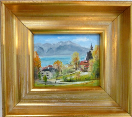 Steinbach am Attersee - Öl - 10 x 8 cm