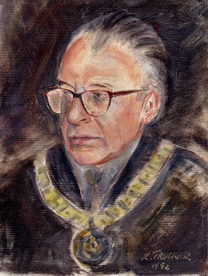 ENTWURF -Rektor Dr. Prof. Alfred Kyrer - Öl auf Holz - 1993