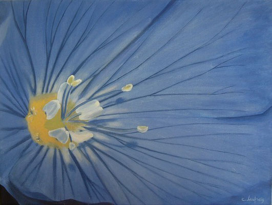 "Fleur bleue en macrocosmos" - acrylique - 30 x 40 cm