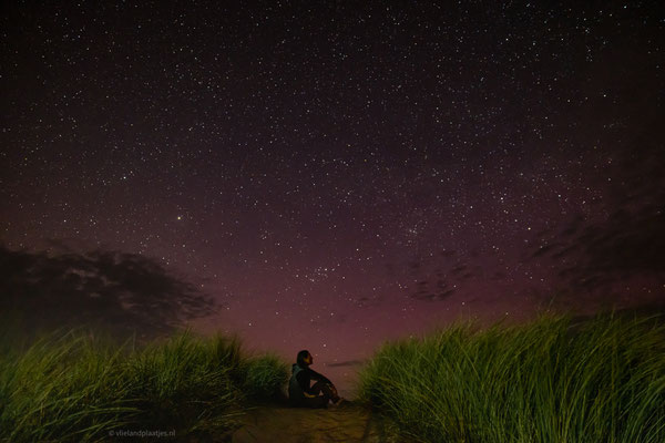 Noorderlicht en sterren kijken op ons 's nachts donkere Vlieland (2 mei 24)