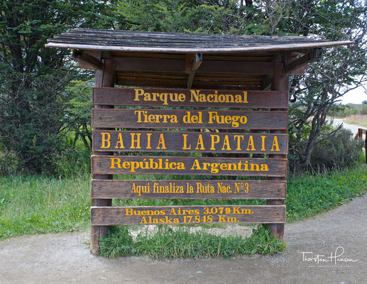 Ende der Nationalstraße 3 im Nationalpark Tierra del Fuego
