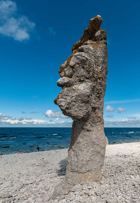 Raukar sind bis über 10 Meter hohe Kalksteinsäulen, die auf Gotland, aber auch auf Fårö, Lilla Karlsö und auf der benachbarten Insel Öland zu finden sind