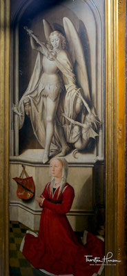 Stifterbildnis der Ehefrau Caterina di Franceso Tangeli; darüber der Erzengel Michael