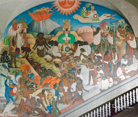 Diego Riveras Fresko "Die Geschichte Mexikos"