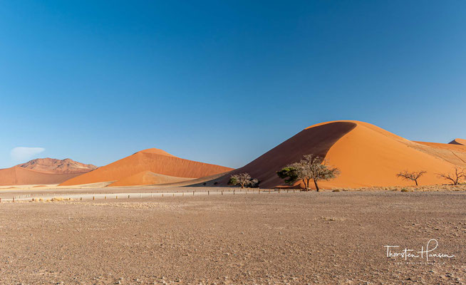 Das Sandmeer bedeckt weite Teile des Namib-Naukluft-Parks südlich des Kuiseb über Sesriem mit dem Sesriem-Canyon und das Sossus- sowie Deadvlei