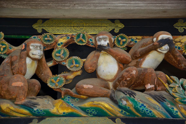 Die berühmten drei Affen am Töshö-gü in Nikko