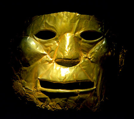 Goldenen Maske im Goldmuseum von Bogota