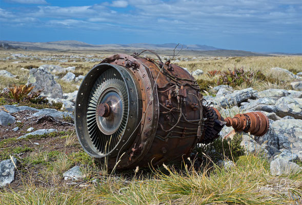 Zerstörter argentinischer Hubschrauber auf den Falklandinseln 