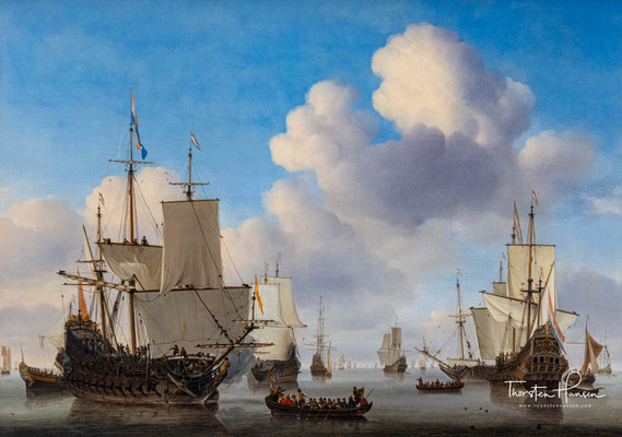 Niederländische Schiffe auf ruhiger See - Willem van de Velde d.J.