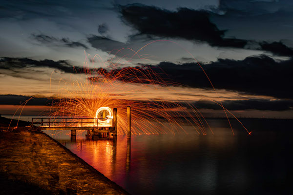 Lightpainting  - Hallig Hooge Anleger