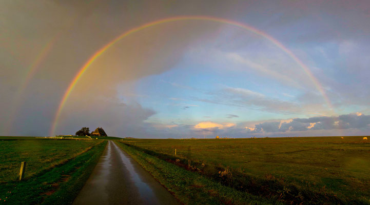 Hallig Hooge - Regenbogen - Panoramafotografie